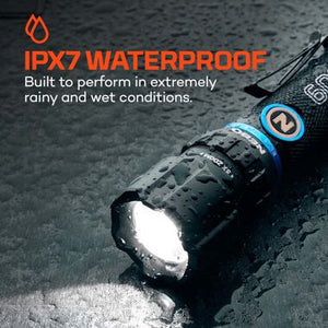 blue fuel rechargeable flashlight UltraFire CB1 LED Hunting 450-460nm 800LM with Picatinny Rail long beam distance of up to 1 Rechargeable 5" Tough, Dependable Flashlight-Nebo